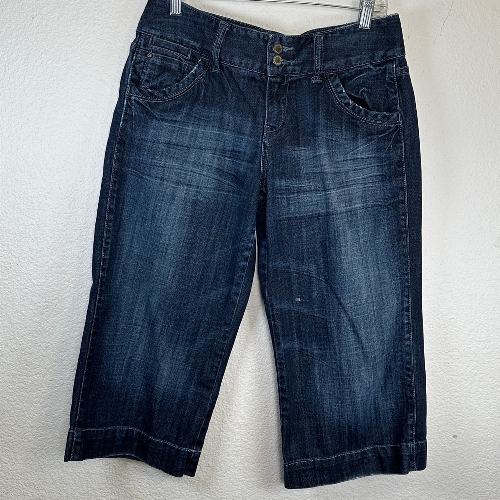 Maurices Taylor Gaucho Wide Leg Denim Capri Cropped Womens‎ 7/8 Baggy Y2K